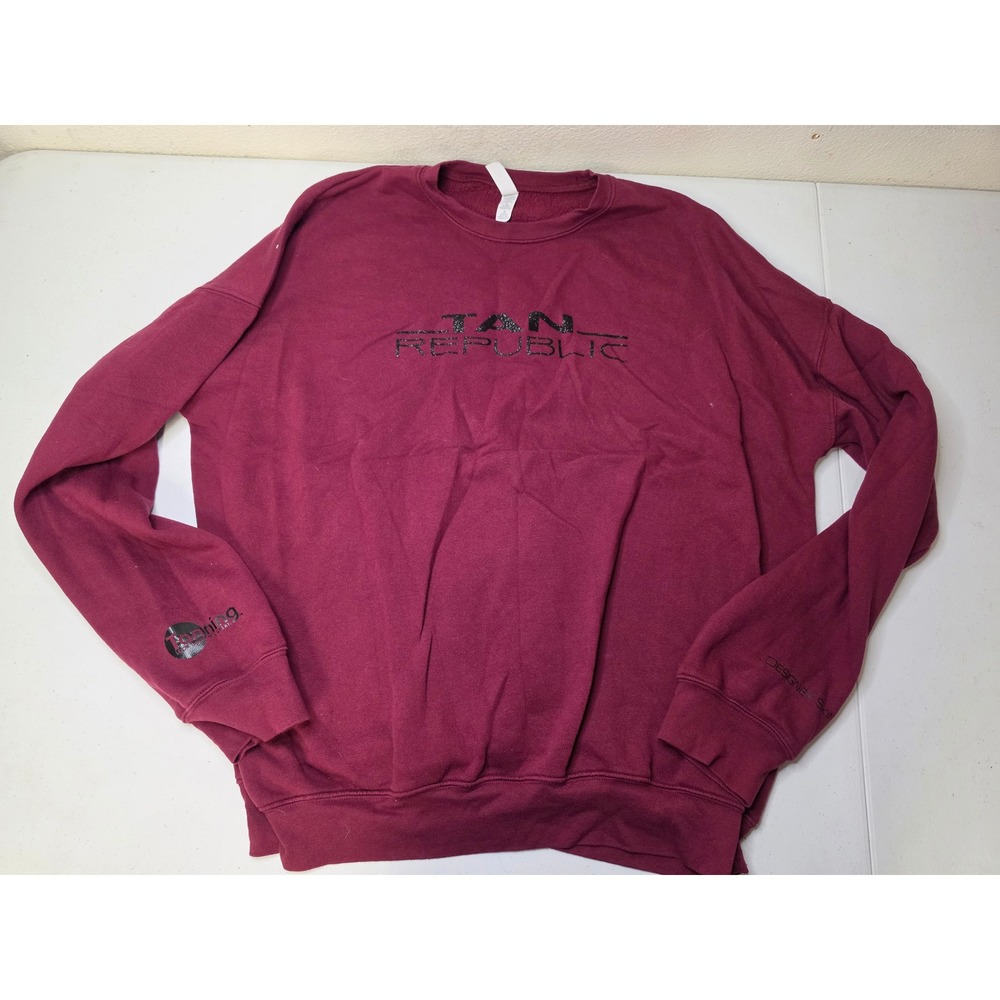 Tan Republic Burgundy Graphic Sweatshirt Womens XL Bella Canvas Glitter Logo